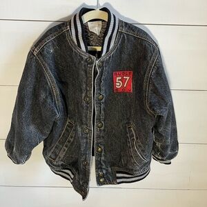Bugle Boy Black Washed Denim Jacket with Red Patch